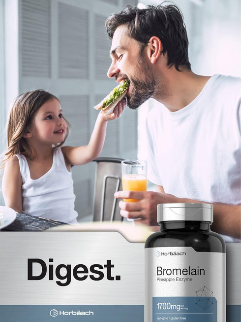 Horbaeach Bromelain 1700 mg | 120 Capsules | Supports Digestive Health | Non-GMO, Gluten Free