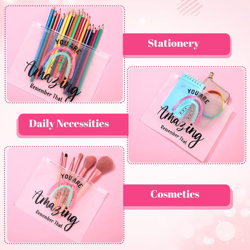 Reginary 50 Pcs Inspirational Gifts for Women, Mini Cosmetic Bag with Zipper, Encouragement Birthday Gift