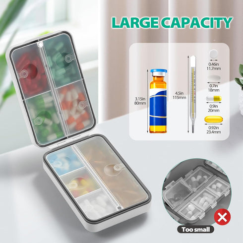 OUVBTX 8 Weekly Pill Organizer, Extra Large Pill Box with Labels and Storage Bag, GRIDS Medicine Pill Organizer