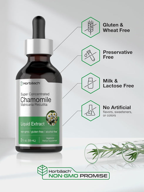 Horbaeach Chamomile Extract Liquid, 2 fl oz Alcohol Free Vegetarian Supplement