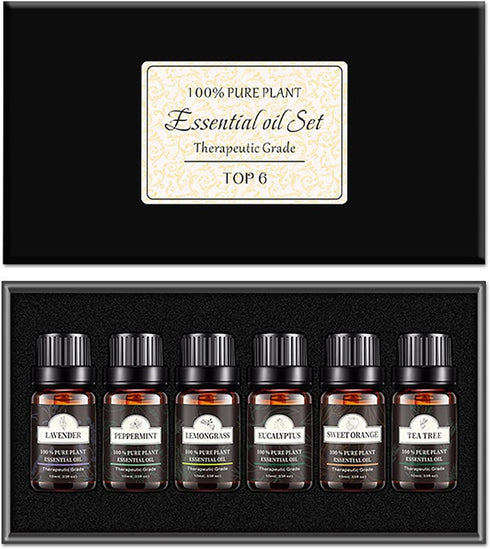 HimAoto Set 10ml Air Washer Humidifier and Essential Oils (Lavender, Peppermint, Lemongrass, Eucalyptus, Sweet Orange
