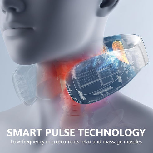 Prettypum Neck Massager with Heat, Ultra-Lightweight Electric Pulse Device for Neck Relaxation, Cordless Mini Smart