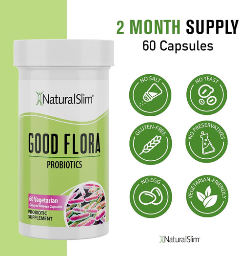 NaturalSlim Good Flora – Probiotics for Digestive Health, Intestinal Flora and Immune Support with Lactobacillus