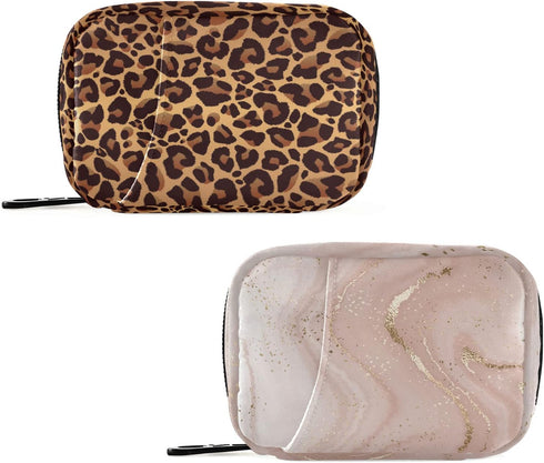 Ollabaky Marble Leopard Print Pill Case 7 Day Pill Organizer Travel Pill Case