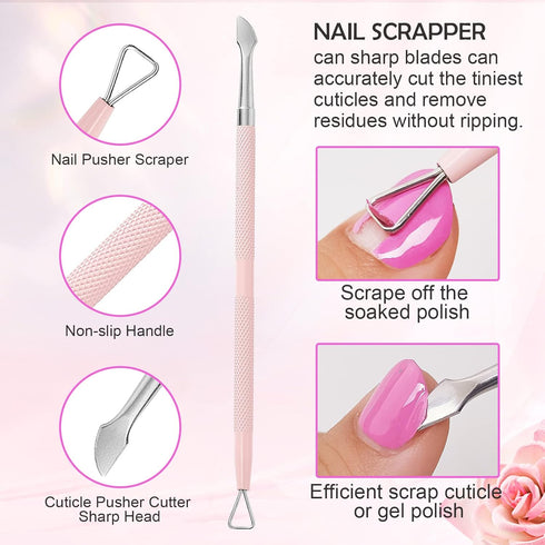 Makartt Cuticle Trimmer with Pusher, 3 PCS Pink Nail Tools for Professional Manicure & Pedicure