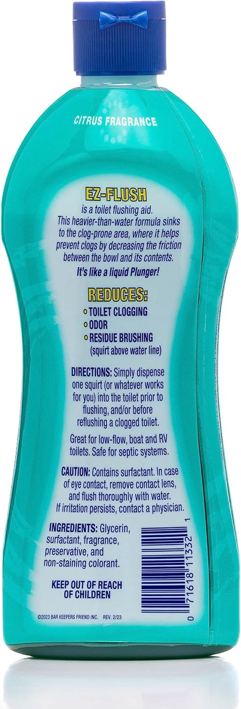 Bar Keepers Friend EZ-Flush Toilet Flushing Aid, 2 x 12 oz - Reduces Clogging, Odor & Residue, Citrus Fragrance