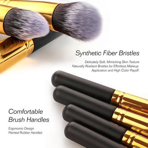 10pcs Premium Synthetic Mini Makeup Brush Set: Eyeshadow, Powder, Eyebrow, Eyeliner, Blush, Foundation & Concealer -