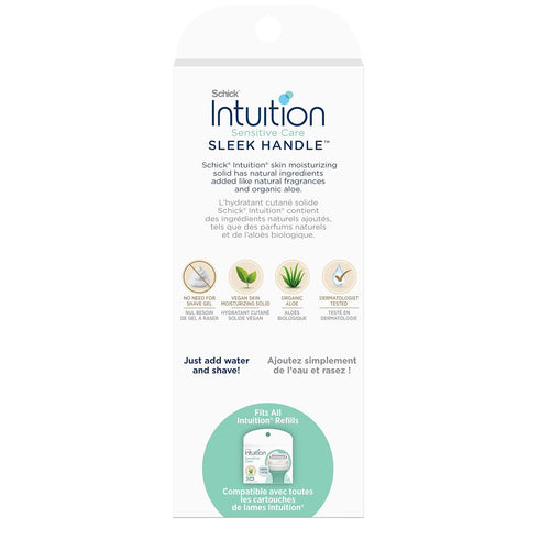 Schick Intuition Sleek Razors for Women with Sensitive Skin | 1 Razor & 3 Intuition Razor Blades Refill with Organic Aloe