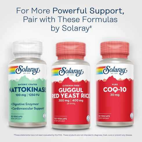 SOLARAY Guggul Gum Extract & Red Yeast Rice, 60 Servings, 120 VegCaps - Healthy Cardiovascular Function Support