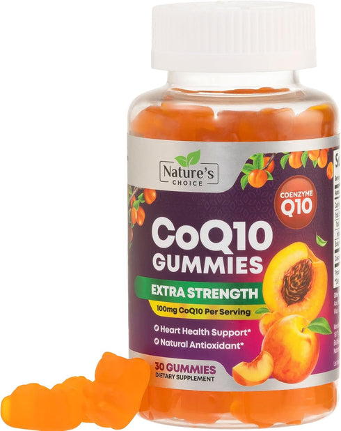 CoQ10 100mg Gummies, 30 Count, Ultra Coenzyme Q10 Vitamins for Heart Health Support & Energy Production