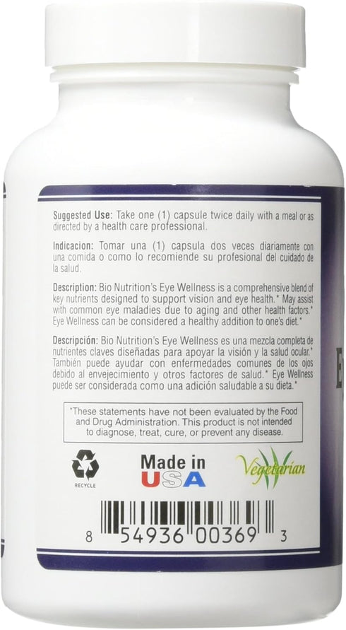 Bio Nutrition Eye Wellness 60 Vegetarian Capsules | Supports Eye and Vision Health | Zeaxanthin, Vitamin A & Zinc