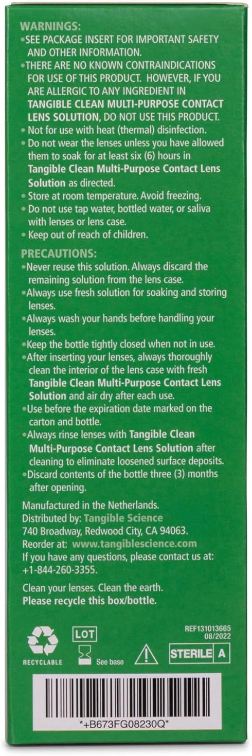 Tangible 12 Oz Clean Multi-Purpose Contact Lens Solution for Scleral and Gas Permeable Contact Lenses, with Lens Case