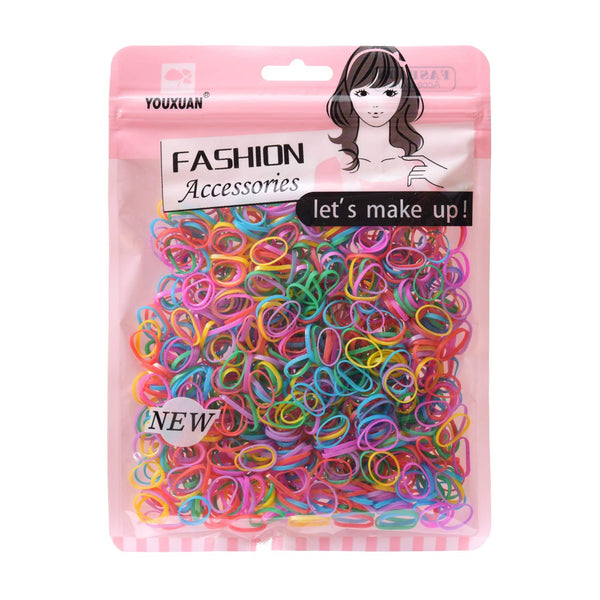 Youxuan Kids No Damage Colored Hair Bands, 1000 Count Small Size for Girls