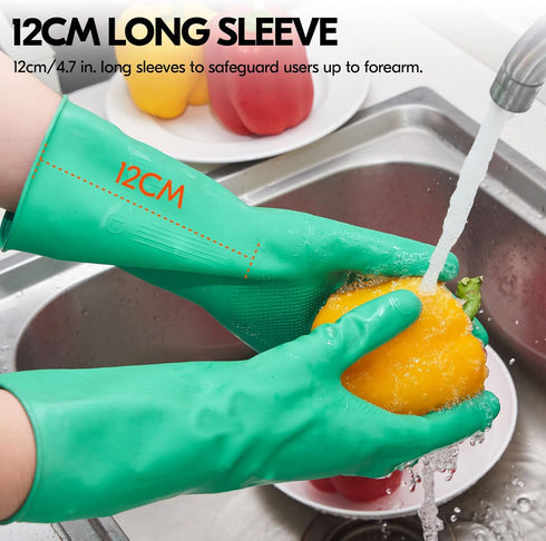 Vgo... 1-Pair Reusable Household Gloves, Extra Thickness Rubber Dishwashing Gloves for Kitchen Cleaning (Size XL, Green)