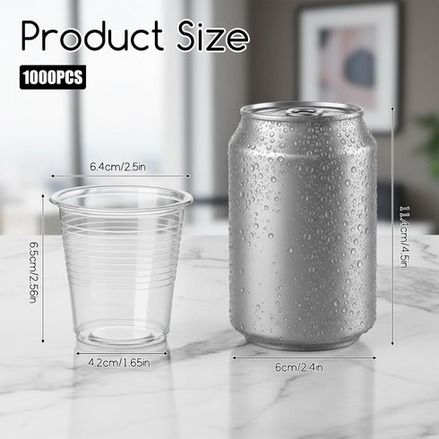 Lyksgir 1000 Pack 3oz 3 Disposable Plastic Cups Bulk, Disposable Mouthwash Cups, Ounce Small Clear Sample Tumblers