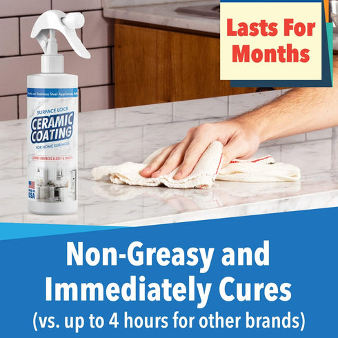 Surface Lock Home Ceramic Coating - Prevents Fingerprints on Appliances, 8 fl oz Spray for Countertops and Hard Surfaces