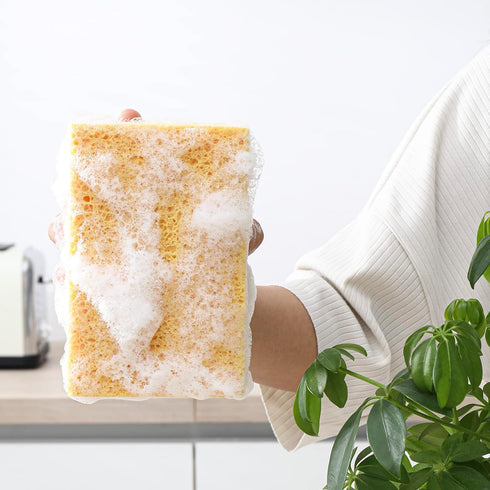 Natural Kitchen Sponges | Extra Large Heavy Duty 2" Thick Scrub Sponges for Dishes & Cookware | 2 Pcs (15 x 10 x 5 cm)