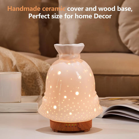 inrorans 160ML Ceramic Diffuser for Essential Oils Lucky Bag Aromatherapy Diffuser Ultrasonic Cool Mist Humidifier