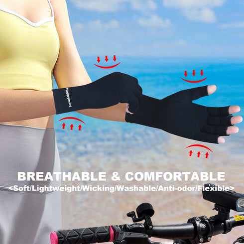 2 Pairs Arthritis Gloves, Hand Compression Gloves for Rheumatoid Pain Relief, Carpal Tunnel, Fingerless for Women & Men