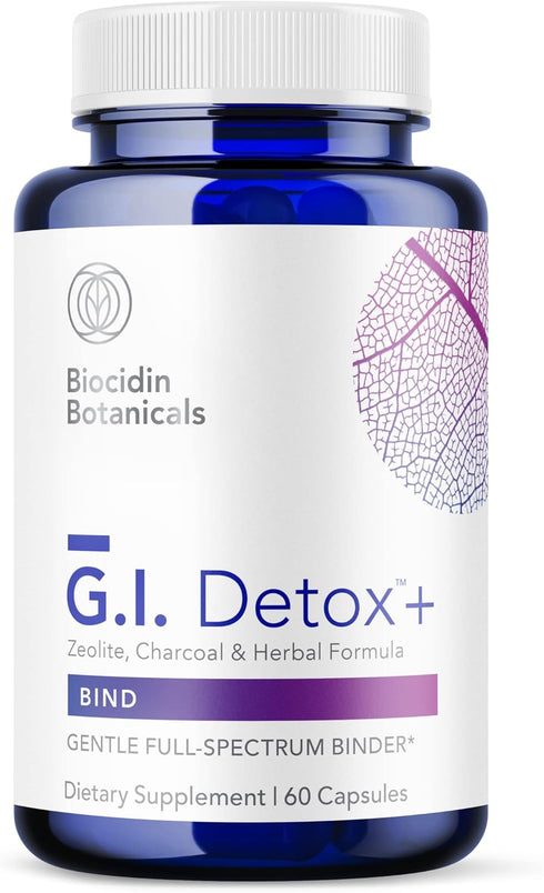 Biocidin G.I. Detox+ Gentle Binder, 60 Capsules, Activated Charcoal, Zeolite & Aloe for Digestive Health