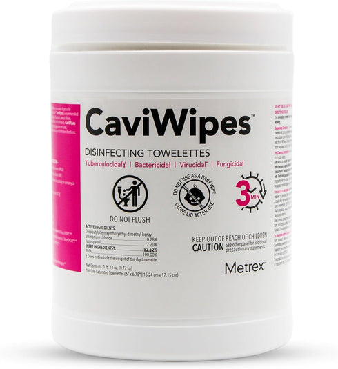 Metrex CaviWipes Disinfecting Towelettes Durable Non-Woven Disinfecting Wipes for Hard, Non-Porous Surfaces in