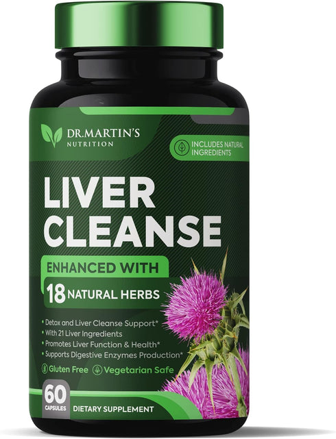 Liver Cleanse Detox & Repair Formula Supplement, Enhanced Liver & Gut Health, 21 Ingredients, Antioxidant