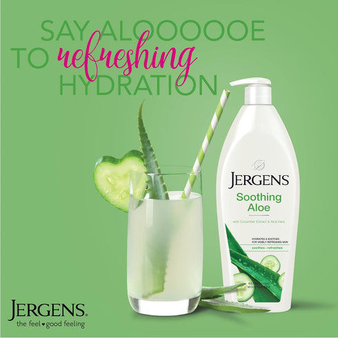 Jergens Soothing Aloe Refreshing Body Lotion - Aloe Vera Body and Hand Moisturizer, 21 Fl Oz