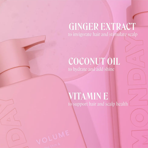 MONDAY HAIRCARE Volume Conditioner - 30oz for Thin, Fine, Oily Hair, Coconut Oil, Ginger Extract, Vitamin E