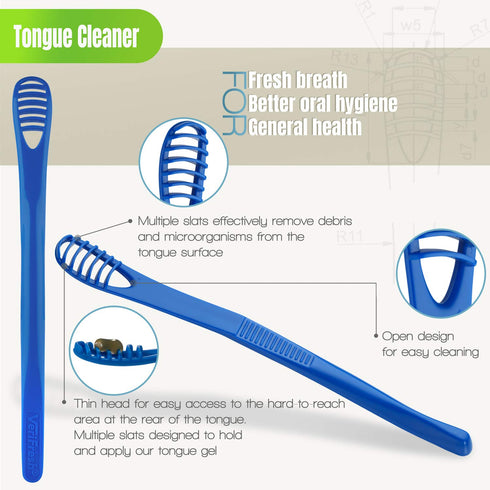 Fresh Breath Kit for Bad Breath - Tongue Scraper & Cleaner with All Natural Cleaning Gel Treatment