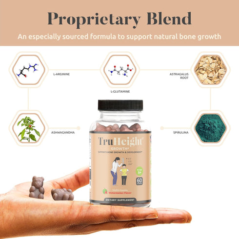 TruHeight Gummies - Natural Height Growth Supplement for Kids & Teens, Pediatric Recommended Height Maximizer with