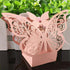Auto-plaza 50 Pieces Butterfly Laser Cut Favor Boxes, DIY Wedding Birthday Gift Candy Boxes with Ribbons, Pink