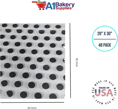 Black and White Polka Dot Tissue Paper, 20 Inch x 30 Inch, 48 Sheets Premium Paper
