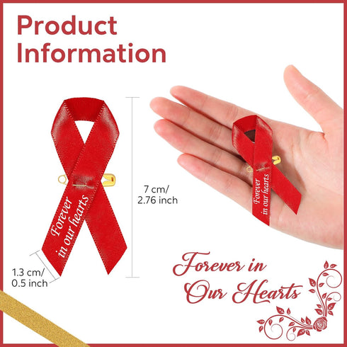50 Pcs Funeral Ribbons Memorial Ribbon Funeral Pins Classic Memorial Service Respect Meditation Personalized Ribbon Bow with Safety Pins for Mourning Remembrance Day Funeral Event (Red) by Ysleen