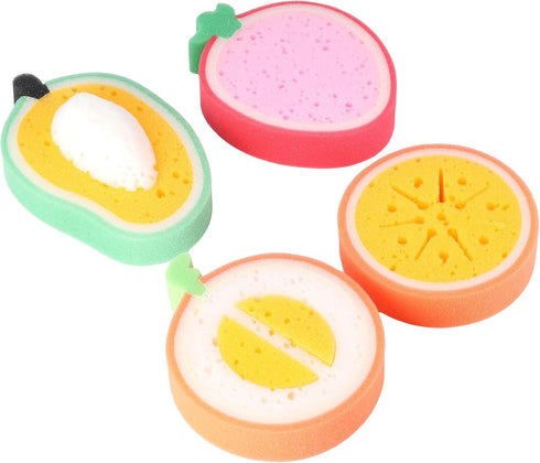 4pcs Fruit Shaped Bathing Sponges Cute Dish Cleaning Scrubber,Lightweight Cleaning Dishes Sponge Washing Dishes Kitchen Tool,Kitchen Sponge Body Wash Sponges by Leadigol