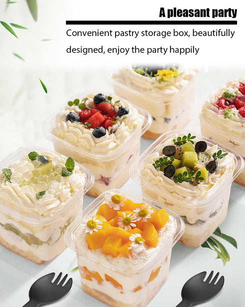 Wuqoioo 100 Pack Plastic Dessert Cups, Disposable Dessert Cups With Lids And Spoons Yogurt Parfait Containers, Tiramisu