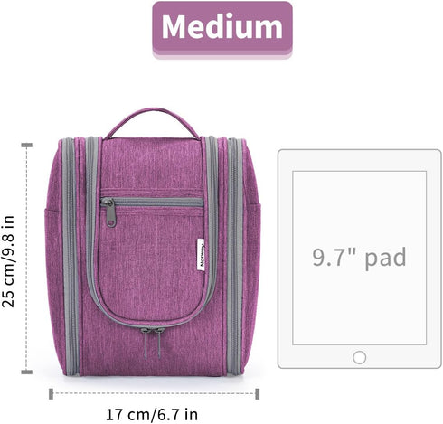 Narwey Small Hanging Toiletry Bag for Women, Travel Makeup Organizer for Toiletries, Medium, Dark Purple