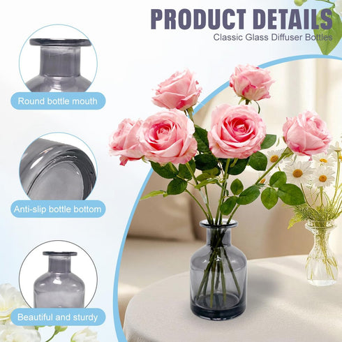 QUUPY 1PCS 150ml/5oz Sets Empty Refillable Glass Diffuser Bottle Exquisite Essential Oils Container for DIY Replacement