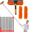 20+ Feet Reach Window Washing Squeegee & Duster with 3-14 ft Extension Pole, Indoor Outdoor Window Cleaning Tool