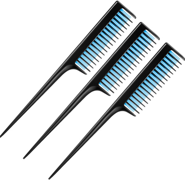 Leinuosen 3 Pcs Triple Teasing Comb Set for Women, Heat Resistant Pintail Tease Tool for Thick Fine Hair