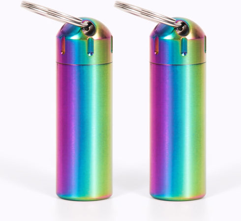 Pill Organizer, 2 Pack Waterproof Stainless Steel Travel Small Pill Box for Keychain or Pocket