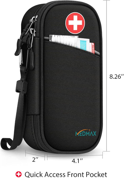 Insulin Cooler Travel Case with 2 Ice Packs, Water Resistant Insulated Diabetic Medication Organizer Bag (Black)