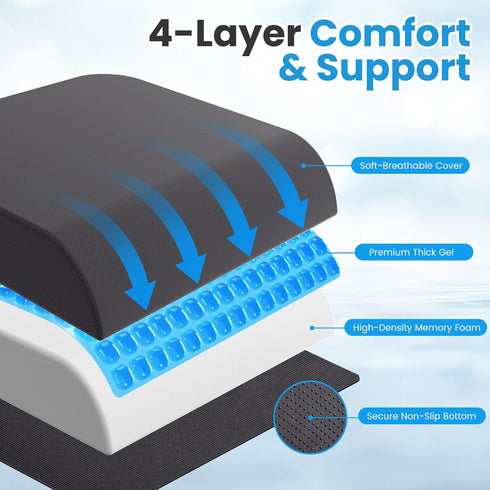 ComfyInLove Tailbone, Wheelchair Seat Cushion - Cooling Gel & Memory Foam Office Chair Cushion with Non-Slip Bottom