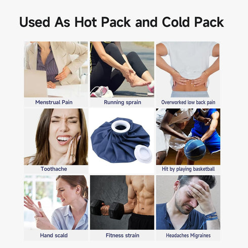 Ice Pack for Injuries Reusable, Hot Water Bag for Hot & Cold Therapy with Cover, No-Leak Elastic Breathable Ice Bag