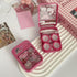 2 Pack 2 in 1 Contact Lens Cases, Travel Eye Contacts Case Box Holder with Tweezers and Solution Bottle Kit (Fuchsia)