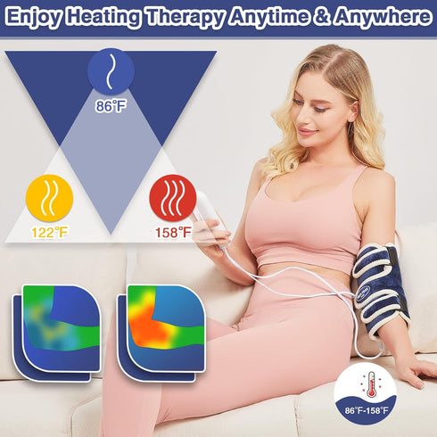 Elbow Heating Pad for Pain Relief - Electric Wrap for Arthritis, Tendonitis & Tennis Elbow - Adjustable 86?-158?, Auto