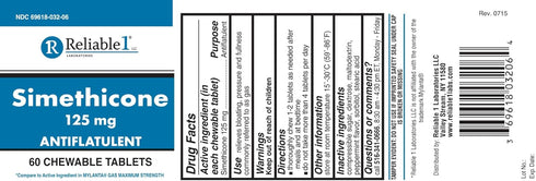 Simethicone 125mg Gas Relief Tablets Extra Strength Bloating Relief Gas Pills | Anti Flatulence, Rapid Gas Relief for Adults | Peppermint Flavor | 60 Chewable Tablets