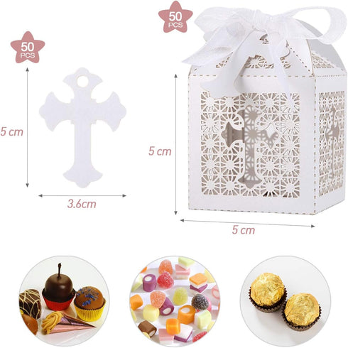 LEMESO 2x2x2in Favor Boxes for Presents, Small Gift Boxes with Ribbon, Party Wedding Favors, Mini Candy Boxes