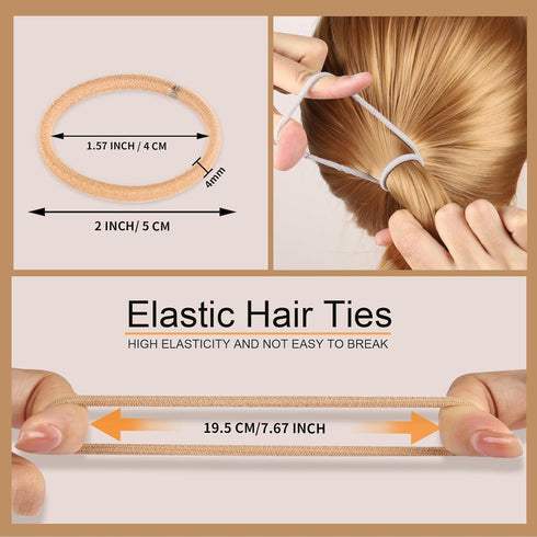 YGDZ 150 PCS Hair Ties for Thick Hair - 5CM Ponytail Holders, No Hair Damage Rubber Bands for Women, Men, Girls