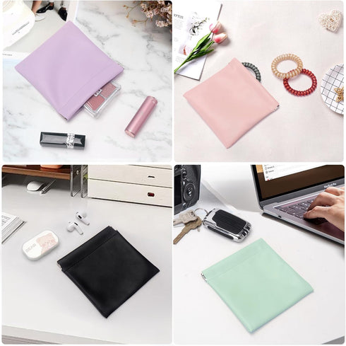 4pcs Pocket Cosmetic Bag for Women, Portable Waterproof Leather Organizer Pouch, Mini PU Leather Pouches for Travel
