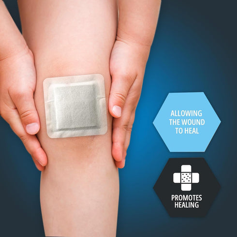 MED PRIDE Sterile Waterproof Silicone Foam Dressing with Adhesive Border, Absorbent Bandage (4x4 Inch, Pack of 10)